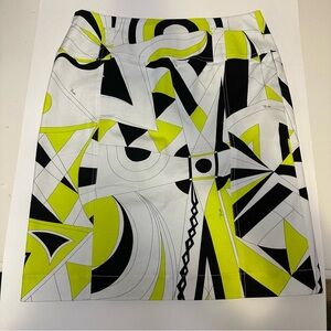 Emilio Pucci Sz 44/10 Patterned Cotton Skirt. 15”-16” Waist - Italy Ret: $700